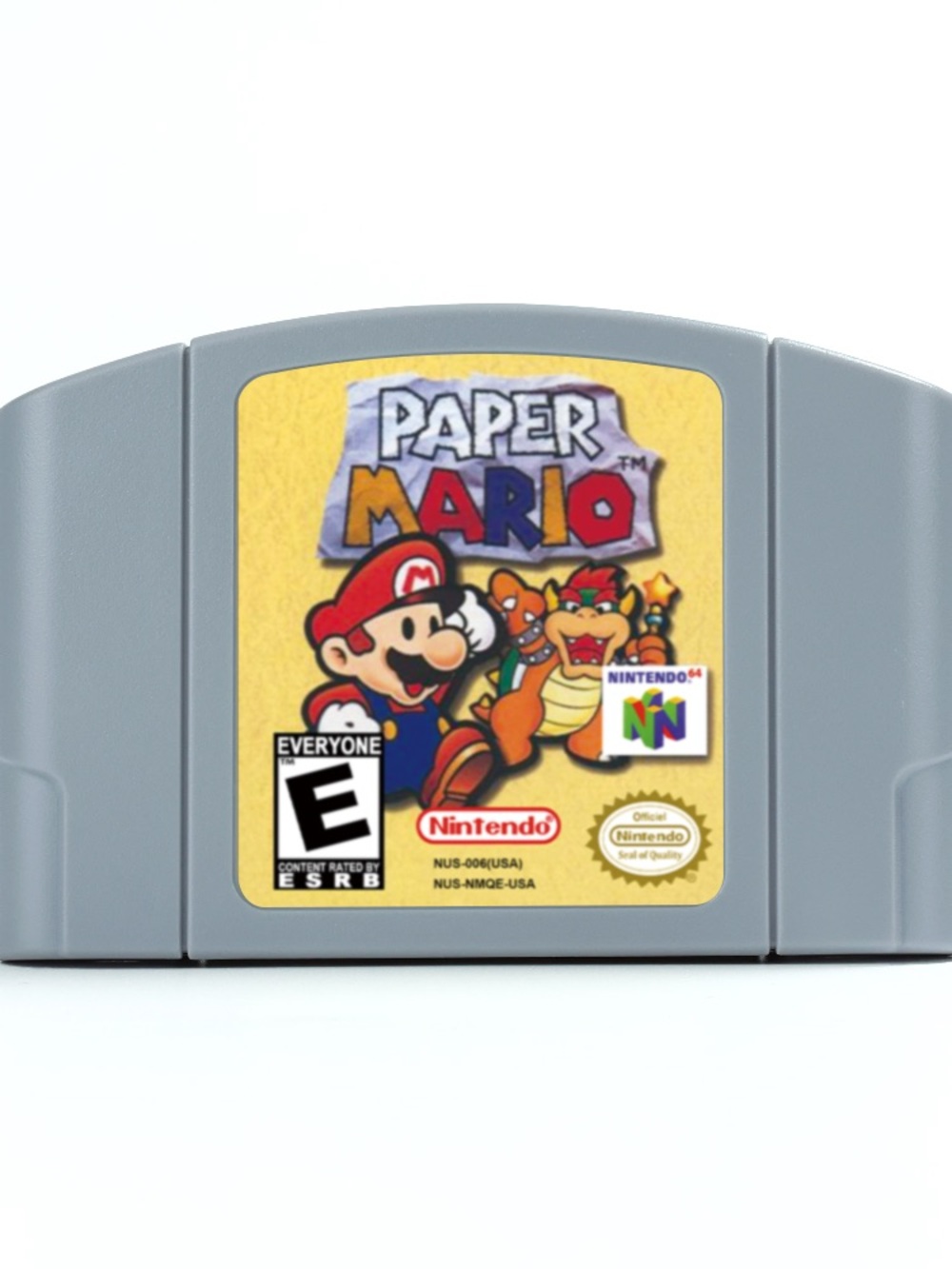 Nintendo Paper Mario N64 Cartridge - Gray Label with Yellow Artwork